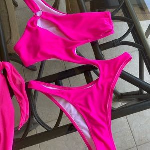 Pink one piece bikini